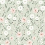 Papier peint eclosion florale fond vert (50 cm x 10 m) Papier peint eclosion florale fond vert (50 cm x 10 m)