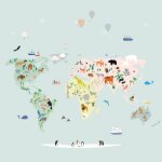 Papier peint panoramique carte du monde (250 x 200 cm) Papier peint panoramique carte du monde (250 x 200 cm)