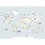 Papier peint panoramique carte du monde des animaux (400 x 248 cm) Papier peint panoramique carte du monde des animaux (400 x 248 cm)
