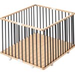 Parc pliant carr en bois gaby hybride anthracite