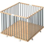 Parc pliant carr en bois gaby hybride bleu gris