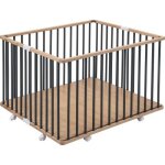 Parc pliant carr gaby avec plancher rglable et roulettes hybride kaki