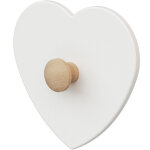 Porte - manteau mural coeur en bois de h�tre brut essentiel blanc