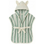 Peignoir bambou et gaze de coton ray� ivoire et vert de gris (0 - 2 ans)