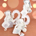 Peluche attache - sucette ours pantin argent (20 cm)