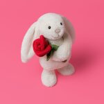 Peluche bashful lapin avec rose (31 cm)