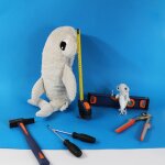Peluche clou maman et b�b� les ptipotos gris clair (57 cm)