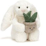 Peluche lapin cream avec plante (31 cm)