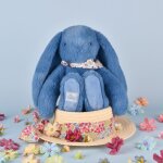 Peluche lapin fleurette bleu (25 cm)