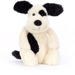 Peluche bashful chien noir et cr�me (31 cm)
