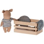 Peluche b�b� cochon gar�on et sa caisse