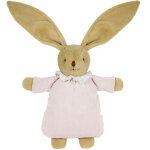 Peluche hochet lapin nid d'ange en coton bio rose poudr� (20 cm)