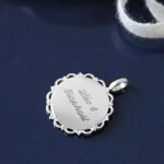 Pendant m�daille dentelle personnalisable (argent)