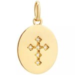 Pendentif croix oxyde de zirconium (plaqu� or)