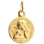 Pendentif m�daille ange rapha�l personnalisable (plaqu� or)