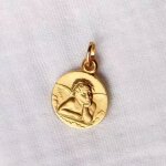 Pendentif m�daille ange rapha�l personnalisable (plaqu� or)