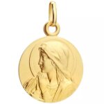 Pendentif m�daille vierge avec maria en pri�re personnalisable (plaqu� or)