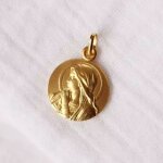 Pendentif m�daille vierge avec maria en pri�re personnalisable (plaqu� or)