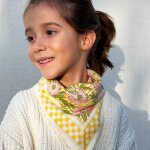 Petit foulard oscar pivoine jaune (50 x 50 cm)