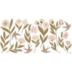 Planche de stickers dcor xl fleurs et hirondelles