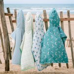 Poncho de plage anti - uv rayures & crabes
