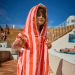 Poncho de bain enfant elma rose orange