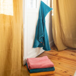 Poncho de bain raton laveur p�trole personnalisable (0 - 5 ans)