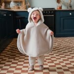 Poncho polaire teddy latte powder
