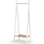 Portant à vêtements en bois de hêtre essentiel blanc et beige Portant à vêtements en bois de hêtre essentiel blanc et beige