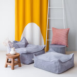 Pouf ottoman square blueberry blue velours c�tel�