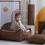 Pouf ottoman square toffee velours c�tel�