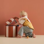 Pouf avec rangement ray� marron