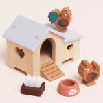 Poulailler avec poule oeufs et coq pour maison de poup�e en bois fsc