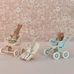 Poussette double b�b�s souris bleu