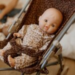 Poussette pour poup�e gaze l�opard marron (personnalisable)