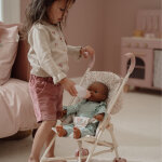 Poussette pour poup�e en m�tal rose