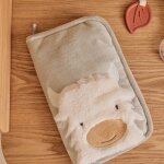 Prot�ge carnet de sant� fausse fourrure verte fluffy
