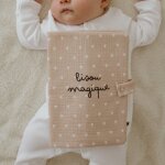 Prot�ge carnet de sant� gaze c?urs beige (personnalisable)
