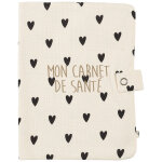 Prot�ge carnet de sant� gaze coeurs ecru (personnalisable)