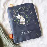 Prot�ge carnet de sant� lapin couronne (personnalisable)