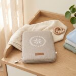 Prot�ge carnet de sant� plumes de lune beige