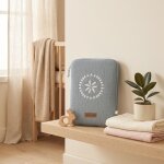 Prot�ge carnet de sant� plumes de lune bleu