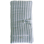 Prot�ge - livret de famille en gaze de coton ray� vert de gris avec poche photo