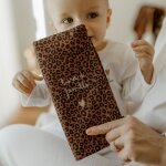 Prot�ge livret de famille gaze l�opard marron (personnalisable)