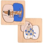 Puzzle en bois 2 pi�ces little mateys chien - oiseau