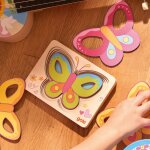 Puzzle en bois papillons (5 pi�ces et 5 couches)