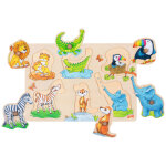 Puzzle � encastrements en bois maman et son petit (6 pi�ces)