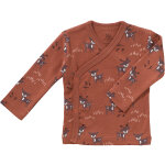 Cardigan crois� en coton bio deer amber brown (0 - 3 mois : 50 � 60 cm)