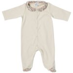 Pyjama coton en interlock beige et col claudine liberty (1 mois)