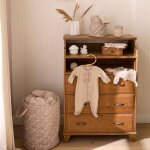 Pyjama hiver en velours beige et n?uds liberty (1 mois)